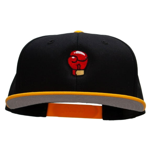 Power Punch Embroidered Two Tone Superior Cotton Twill Flat Bill Snapback Cap - Gold Black OSFM