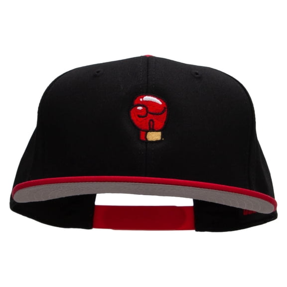 Power Punch Embroidered Two Tone Superior Cotton Twill Flat Bill Snapback Cap - Red Black OSFM