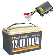 Power Queen 12V 100Ah LiFePO4 Lithium Battery 100A BMS with 40A DC to DC Charger for RV Trailer Solar Off-grid
