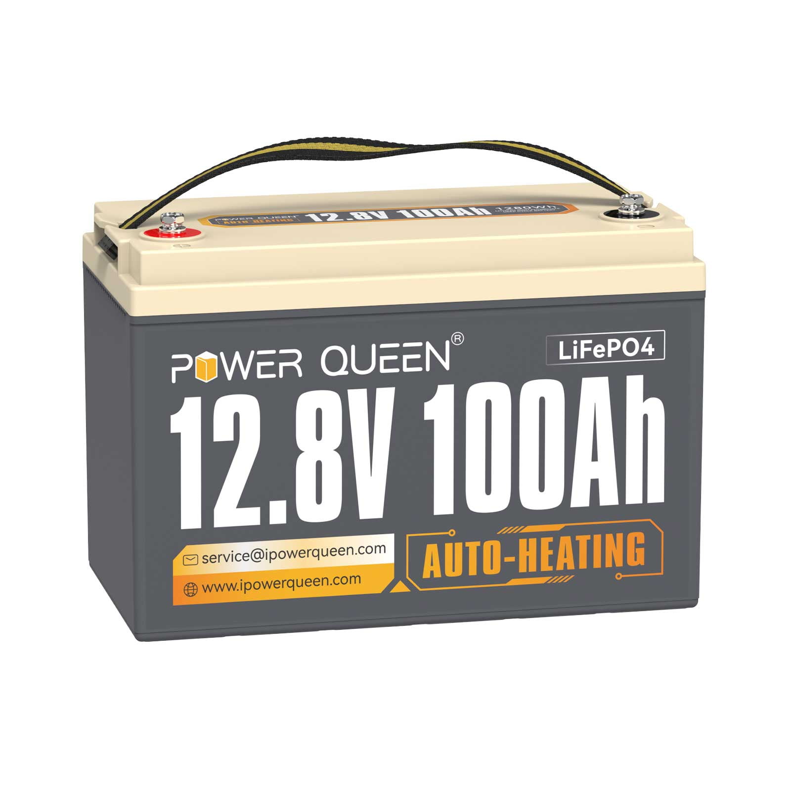 Power Queen 12V 100Ah Auto-Heating LiFePO4 Lithium Battery BMS Support Low Temp. For RV Marine Solar Outdoor