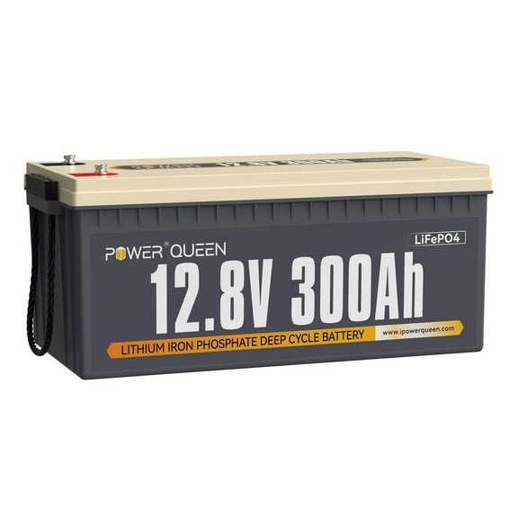 Power Queen 12V 300Ah LiFePO4 Lithium Battery Built-in 200A BMS for Solar RV Marine Off-Grid
