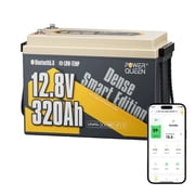 Power Queen 12V 320Ah Bluetooth LiFePO4 Battery, 4096Wh 200A BMS Deep Cycle Lithium Battery, IP65, 4000+ Cycles for RV, Marine, Solar Off Grid