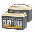 thumbnail image 1 of Power Queen 2 Pack 12V 100Ah BCI Group 31 LiFePO4 4000+ Deep Cycle Lithium Battery BMS for Solar ,RV ,Off grid, 30-70lbs Trolling Motor,Marine,Home Energy Storage, 1 of 7