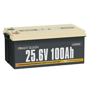 Power Queen 24V 100Ah LiFePO4 Deep Cycle Lithium Battery 2560Wh 100A BMS for Solar RV Boat