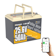 Power Queen 24V 50Ah TM Smart Bluetooth Lithium Batteries Low Temp LiFePO4 Battery for all 24V Trolling Motor,Marine,Solar,Mobility Scooter with Group24 Size