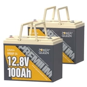 Power Queen 2PACK 12V 100Ah Group 24 LiFePO4 Battery, 2560Wh Lithium Battery, with 100A BMS,Grade A Battery Cell, Perfect for Trailer RV, Marine, Solar Power System