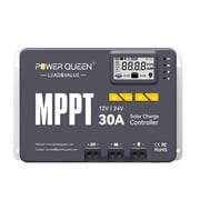 Power Queen 30Amp 12V/24V MPPT Solar Charge Controller with Bluetooth and LCD screen , Fit for Gel Sealed Flooded and Lithium Battery