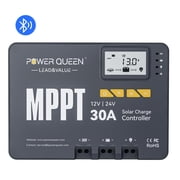 Power Queen 30Amp 12V/24V MPPT Solar Charge Controller with Bluetooth and LCD screen , Fit for Gel Sealed Flooded and Lithium Battery