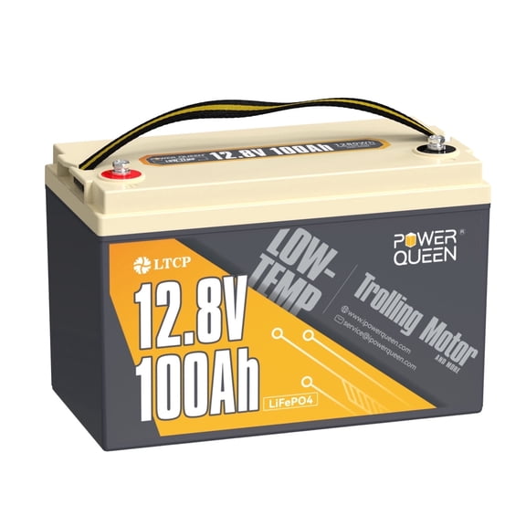 Power Queen LiFePO4 12V (12.8V) 100Ah Lithium Battery Group 31,Low Temp cut-off,No Bluetooth, for 30-70lb Trolling Motor RV Marine Solar