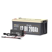 Power Queen LiFePO4 12 Volt 200Ah Plus Lithium Battery with 14.6V 20A charger for RV, Off-Grid Solar,Marine
