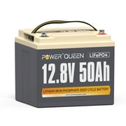 Power Queen LiFePO4 Lithium Battery 12V 50Ah Deep Cycle 640Wh ,with 50A BMS for Camping,RV, Fish Finder,Marine Boat