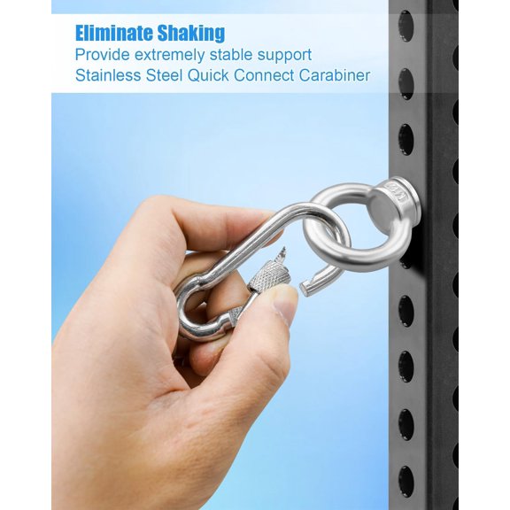 Power Rack Attachments Fit 2" x 2" or 3" x 3" Racks with 1/2" Holes, Heavy-Duty Stainless Steel O-Ring Attachment with Quick-Connect Buckles, Versatile Band Pegs for Strength Training, 2 PCS