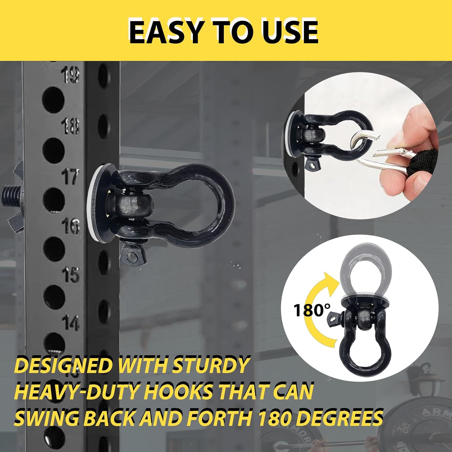 Power Rack Attachments with Silicone gaskets for Resistance Band. O ...