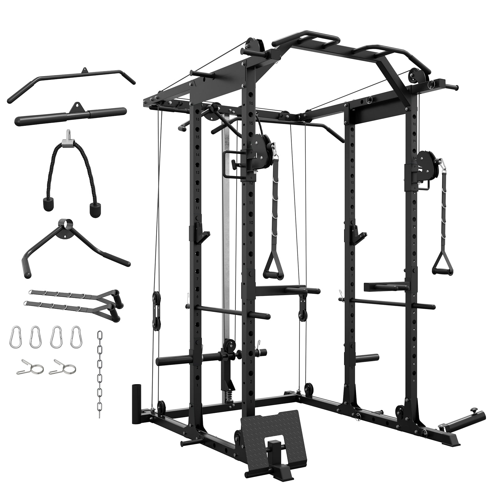 Power Rack Cage, Weight Rack with Cable Crossover Machine,Multi ...