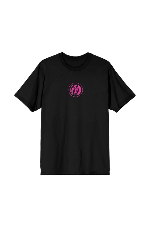 Power Ranger Pink Ranger Action Character Art Adult Black Crew Neck Short Sleeve T-shirt-Medium