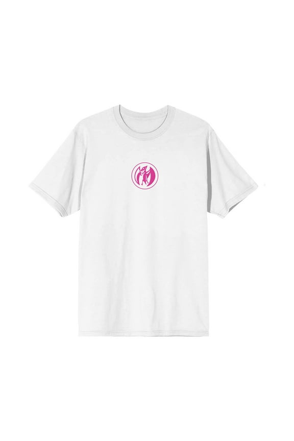 Power Ranger Pink Ranger Action Character Art Adult White Crew Neck Short Sleeve T-shirt-Small