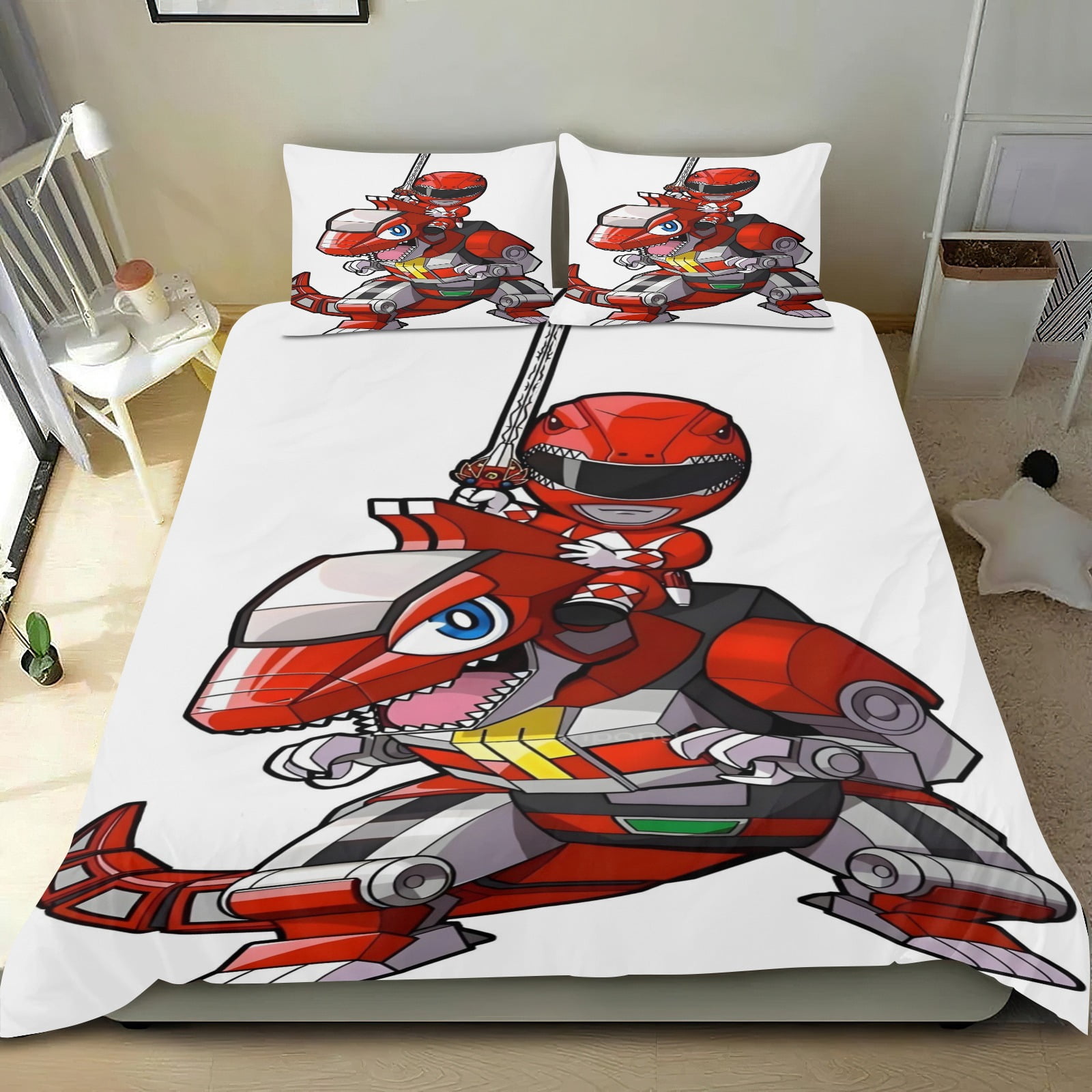 Power Ranger Themed Bed Sheet Set Three Piece Set 53x79 Inches Comfortable And Skin Friendly Unique Design Creating A Star Studded Night