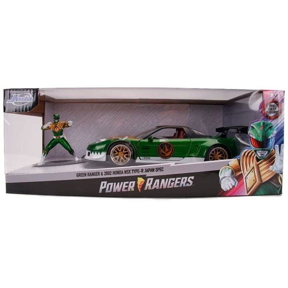 2002 Honda NSX Type-R Japan Spec RHD (Right Hand Drive) and Green Ranger Diecast Figurine "Power Rangers" 1/24 Diecast Model Car by Jada