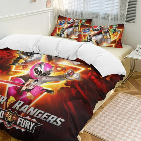 Power Rangers 3-Piece Bedding Set Duvet Cover Set Soft Warm And Comfortable Soft Bed Set with 1 Duvet Cover And 2 Pillowcases for Bedroom