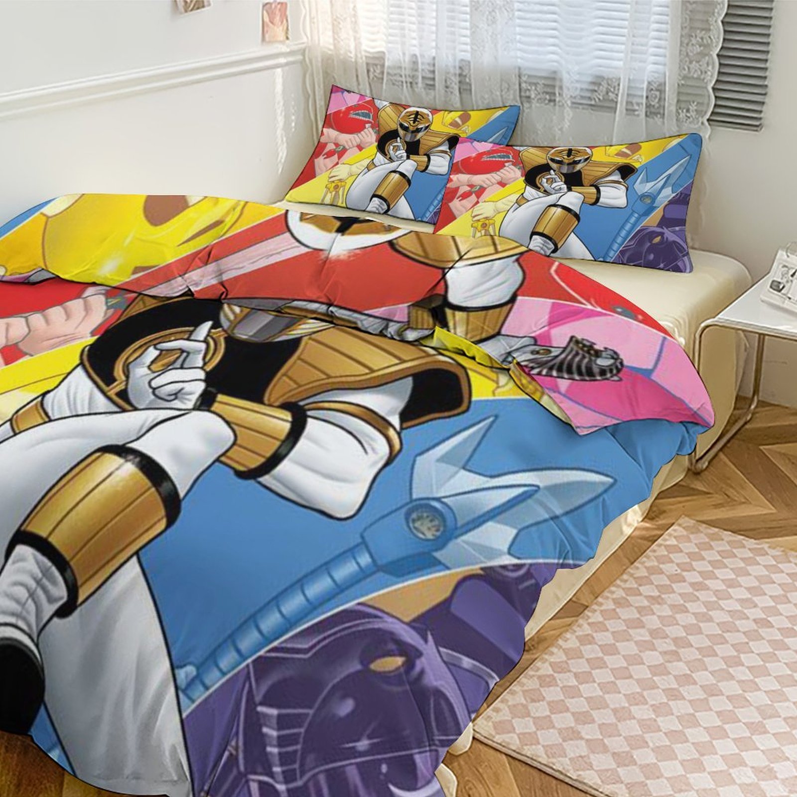 Power Ranger Bedroom Rug Power Rangers 3 Pieces Bedding Set 3D Printed Lightweight Bed Quilt Set ...