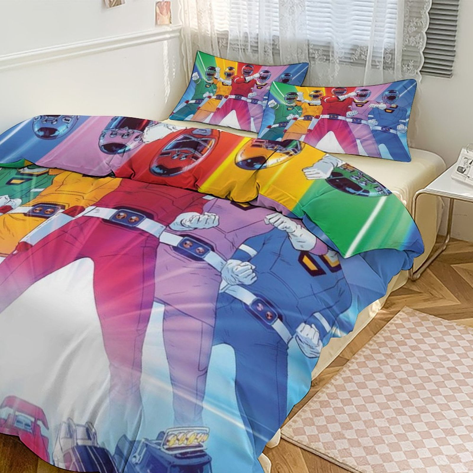 Power Ranger Bedroom Rug Power Rangers 3 Pieces Bedding Set 3D Printed Lightweight Bed Quilt Set ...