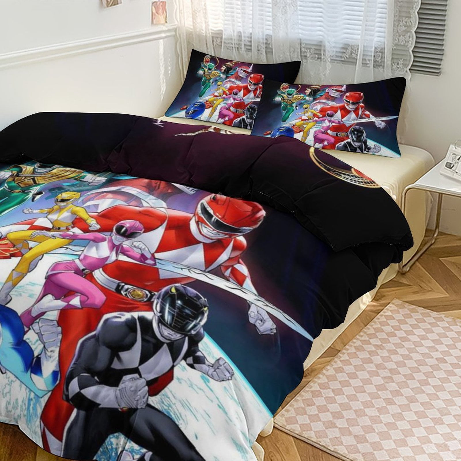 Power Ranger Bedroom Rug Power Rangers 3 Pieces Bedding Set 3D Printed Lightweight Bed Quilt Set ...