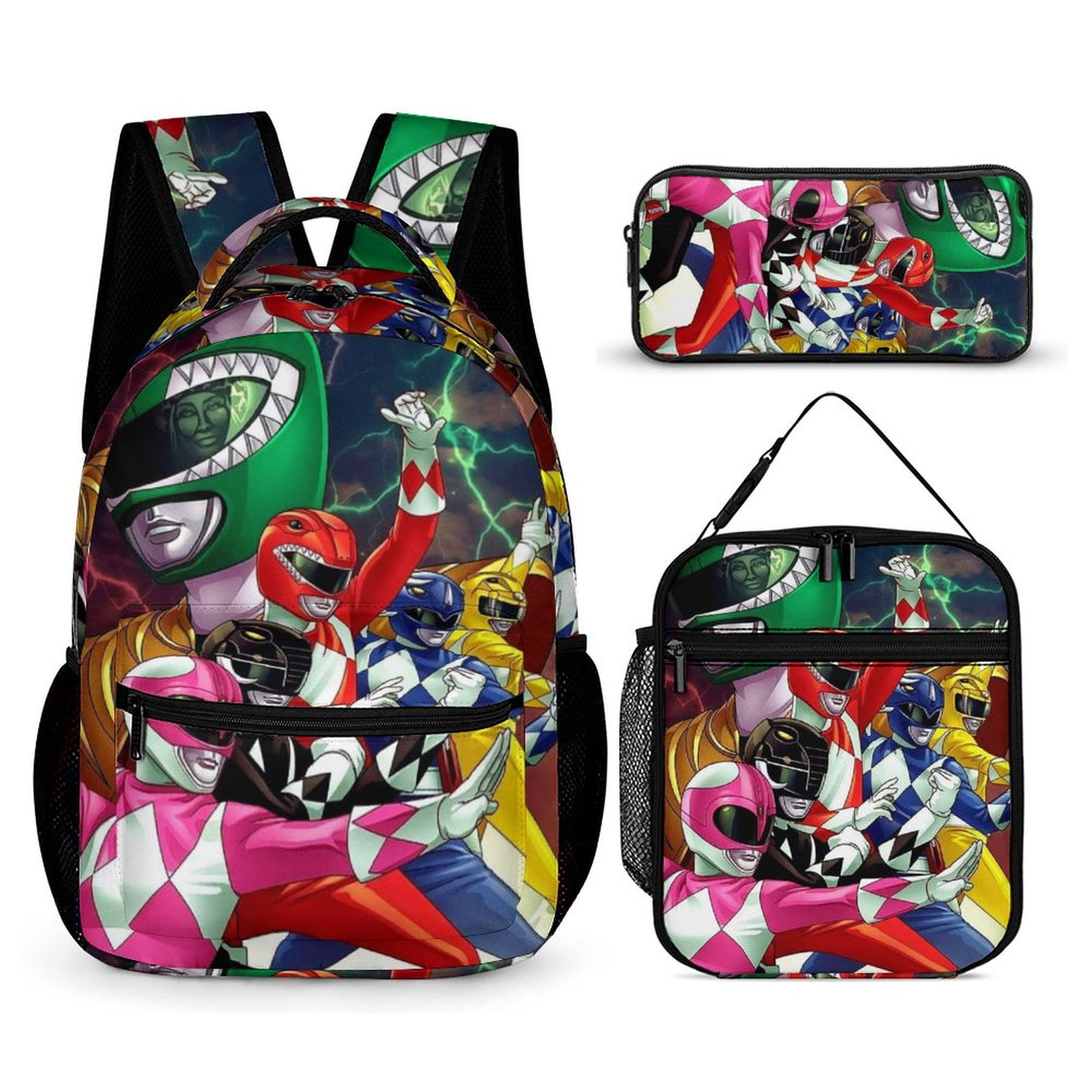 Power Rangers 3PCS Casual Backpack Set Bookbag + Pencil Case + Lunch ...