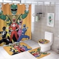 thumbnail image 1 of Power Rangers 4 Pcs Bathroom Shower Curtain Set with Rugs(Bath Mat,U Shape Mat, Toilet Lid Cover Mat) Bathroom Accessory Sets, 1 of 8