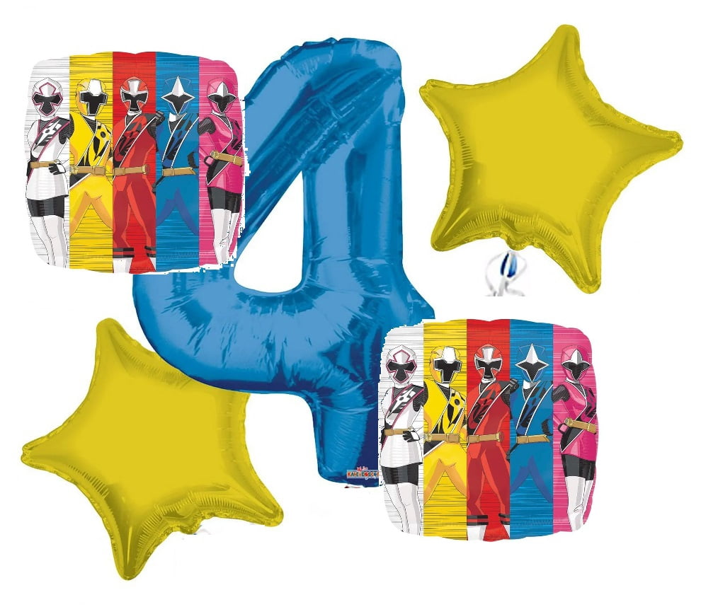 Power Rangers Balloon Bouquet 4th Birthday 5 pcs - Party Supplies ...