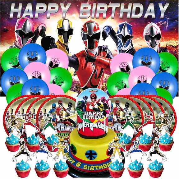 Power Ranger Birthday Party Supplies Balloons Plates Decoration Cake Topper Decor Tableware Banner Backdrop
