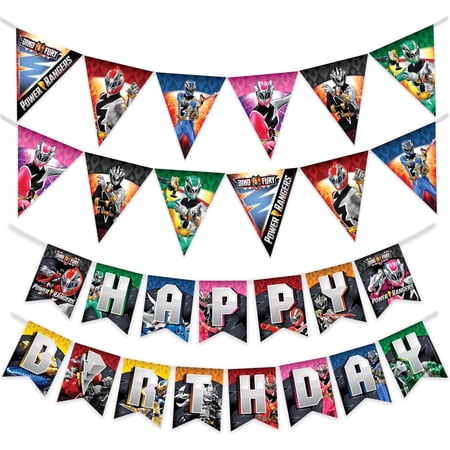 Power Rangers Banner & Pennants Kit - Power Rangers Party Supplies