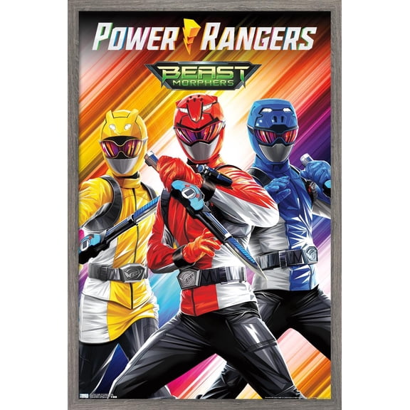 Power Rangers: Beast Morphers - Group Wall Poster, 14.725" x 22.375", Framed