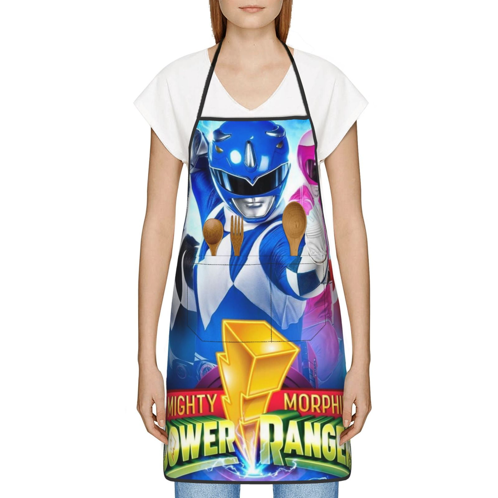 Power Rangers Bib Apron With Pockets, Cooking Kitchen Chef Apron For ...