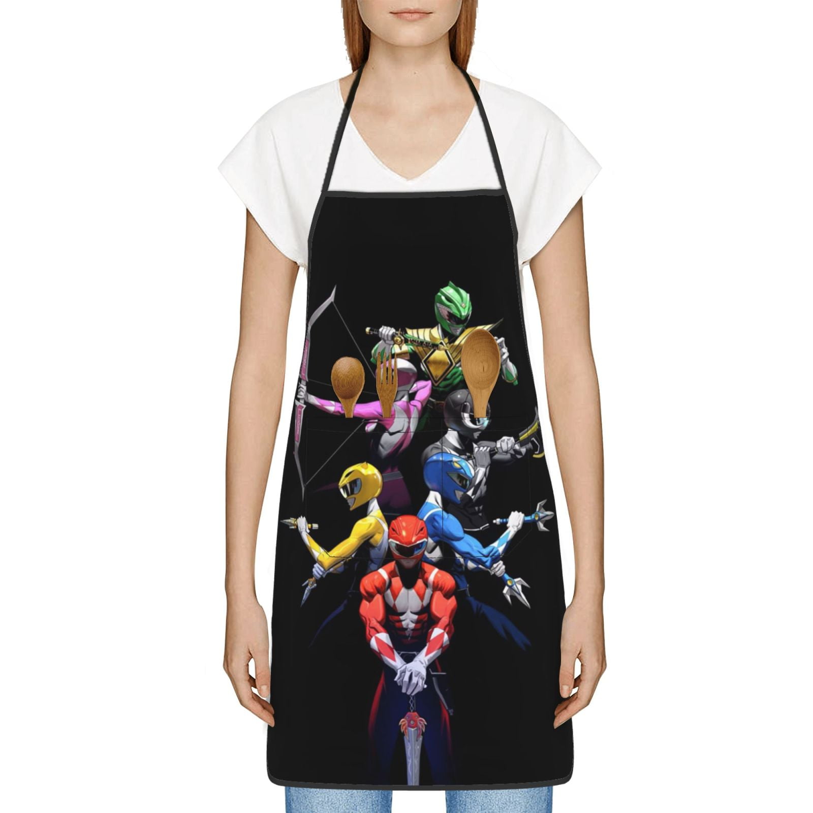 Power Rangers Bib Apron With Pockets, Cooking Kitchen Chef Apron For ...
