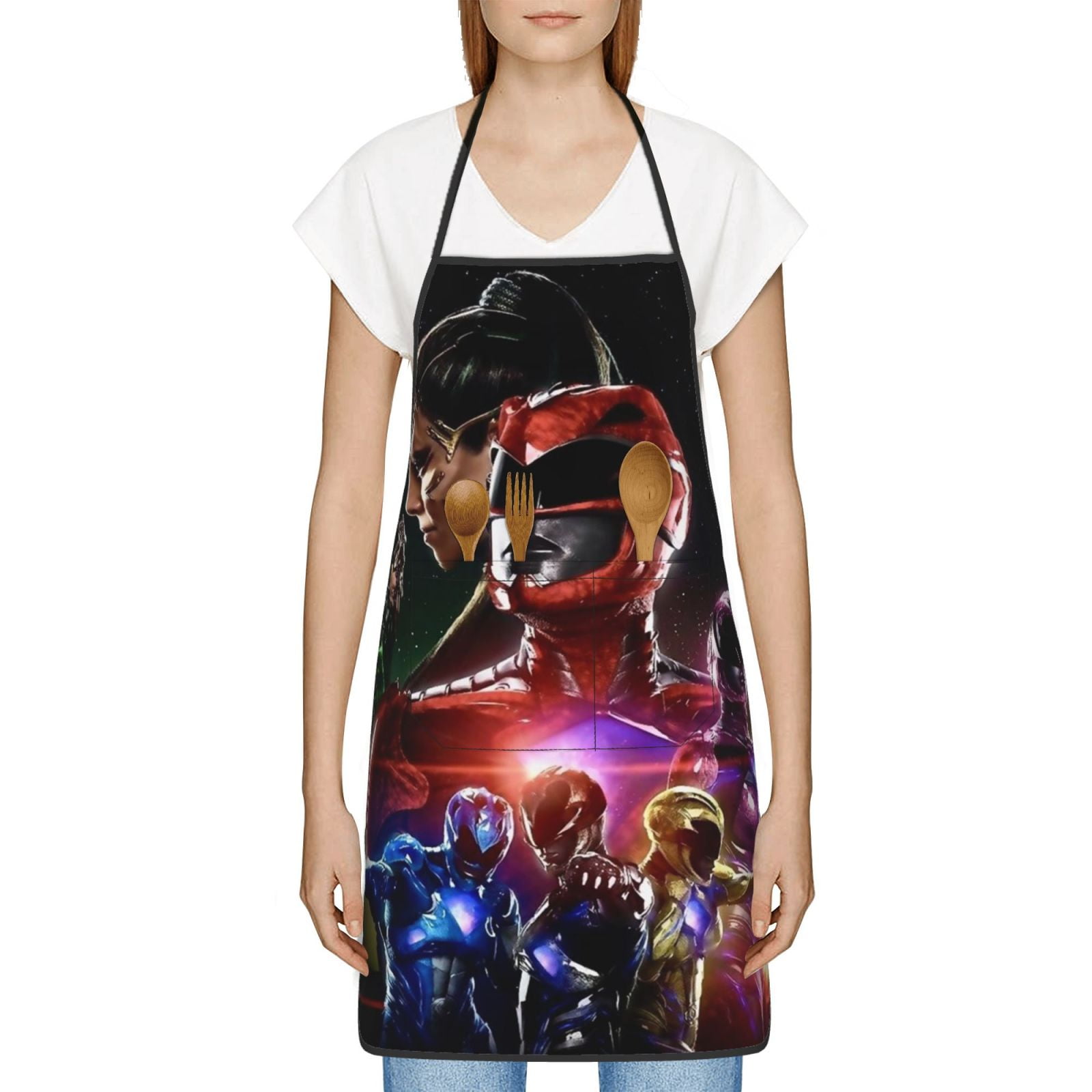 Power Rangers Bib Apron With Pockets, Cooking Kitchen Chef Apron For ...