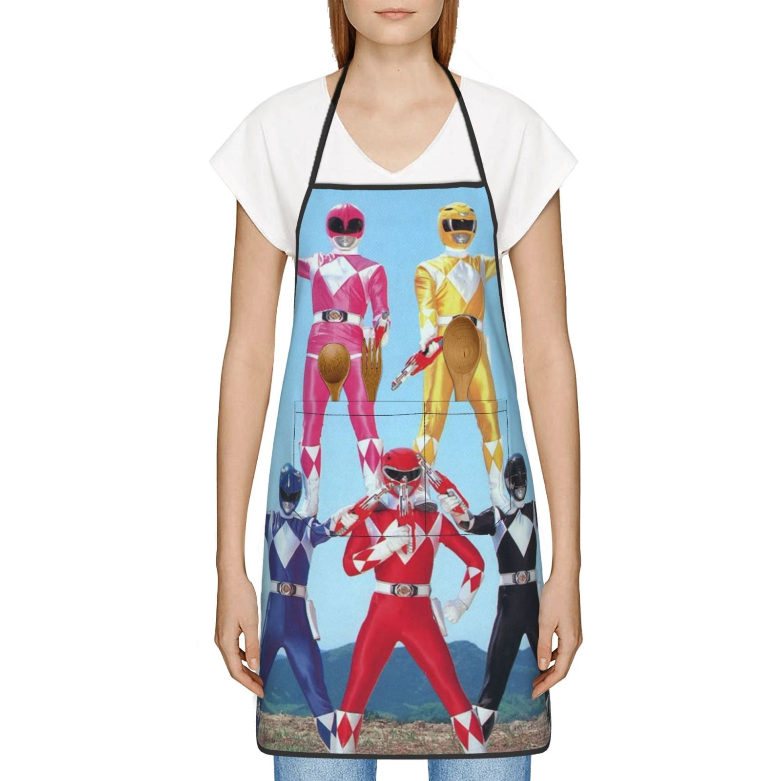 Power Rangers Bib Apron With Pockets, Cooking Kitchen Chef Apron For ...