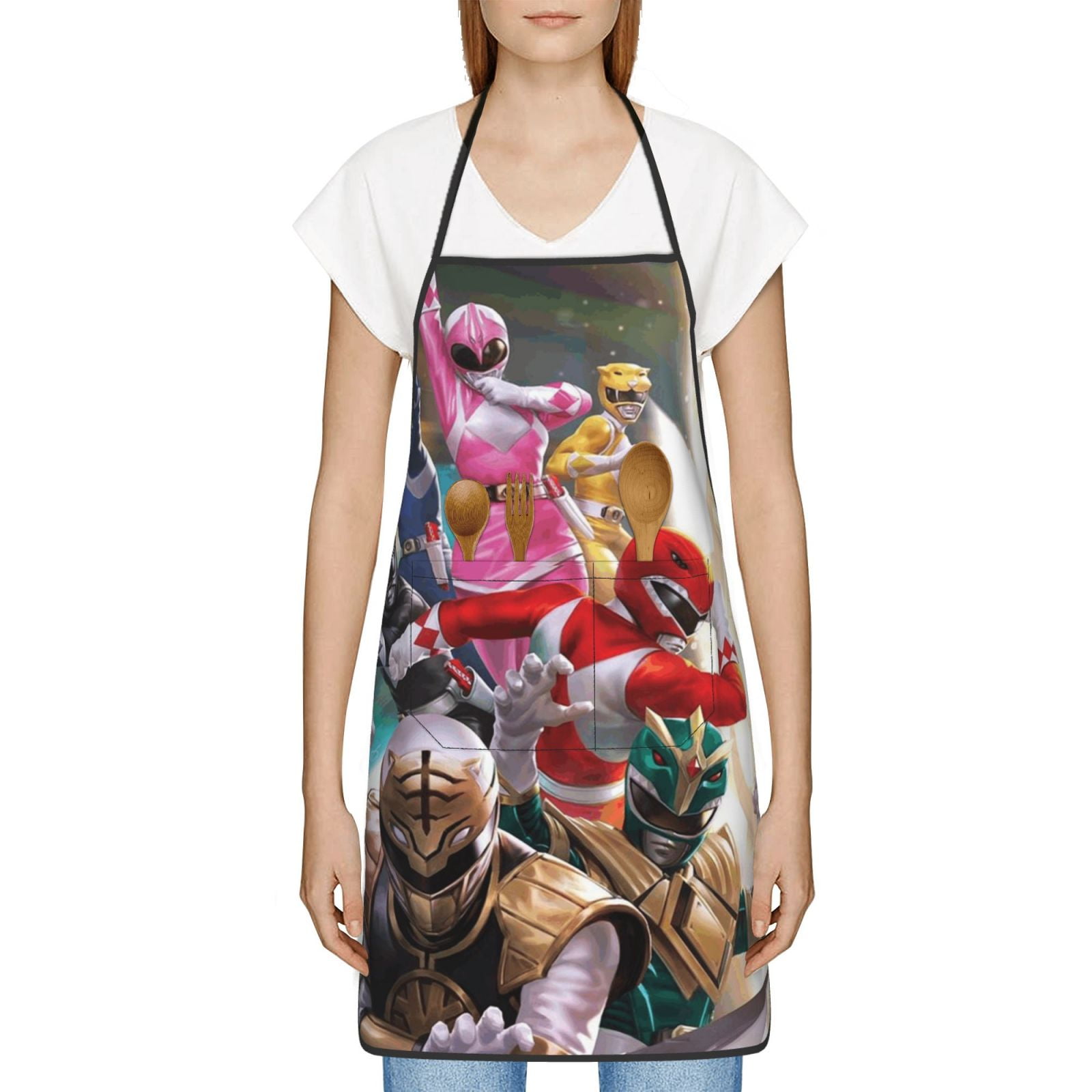 Power Rangers Bib Apron With Pockets, Cooking Kitchen Chef Apron For ...