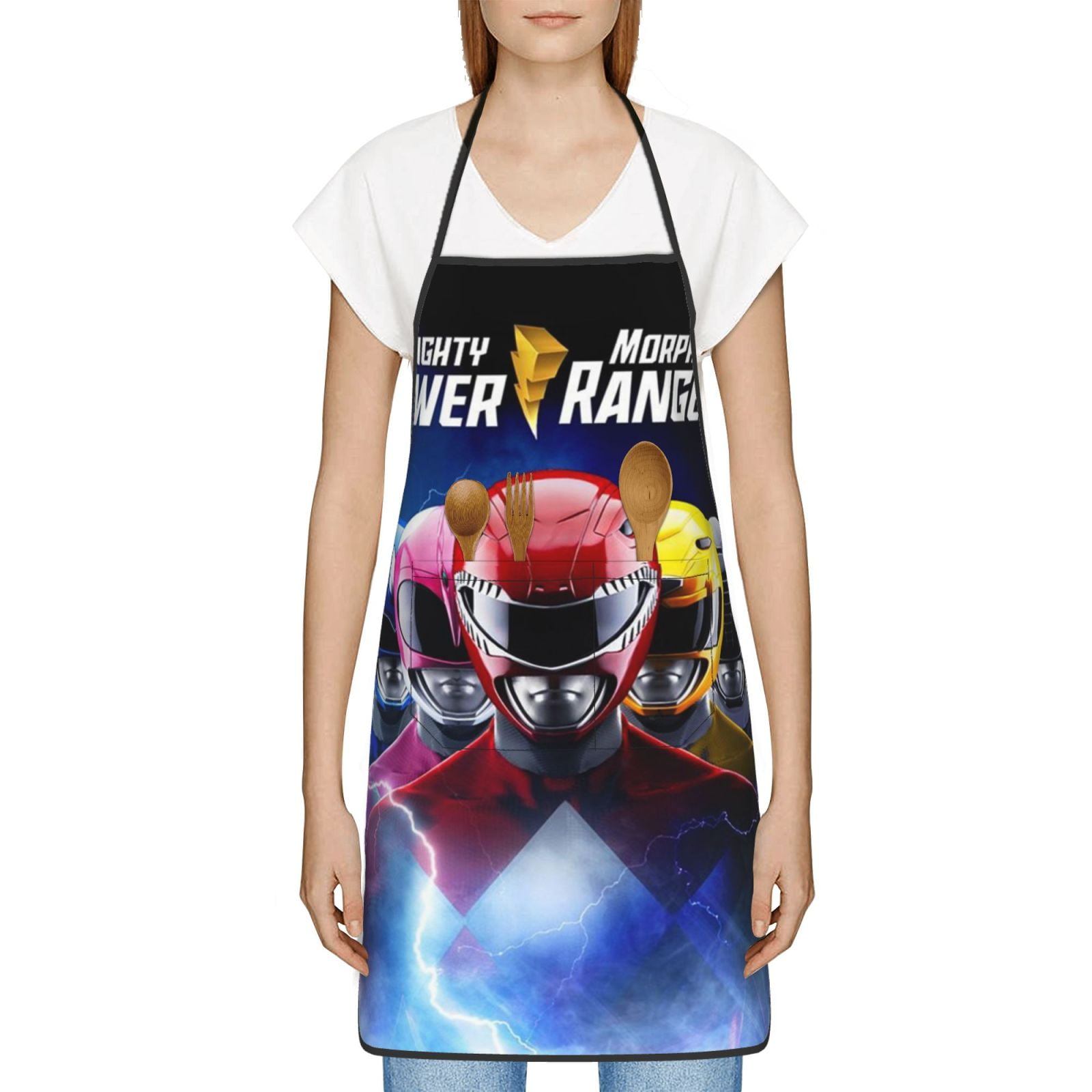 Power Rangers Bib Apron With Pockets, Cooking Kitchen Chef Apron For ...