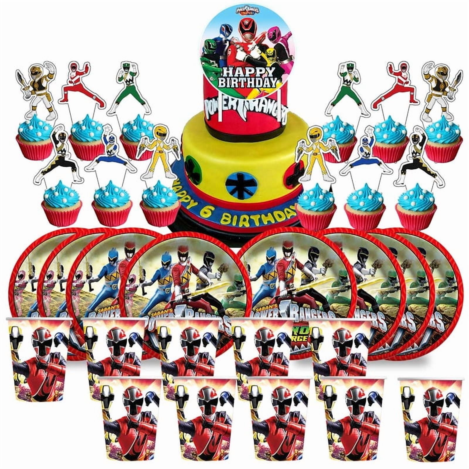 Power Ranger Birthday Cups Party Supplies Plates Fans Decorations Cake Topper Decor