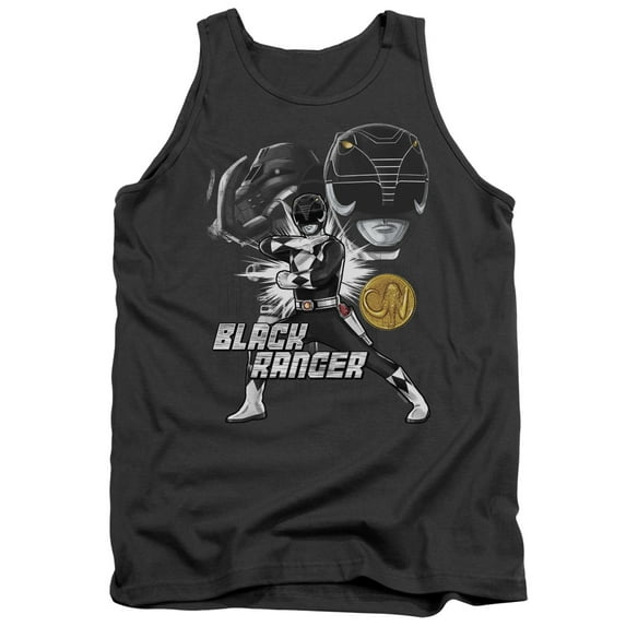 Power Rangers Black Ranger Adult Tank Top Charcoal