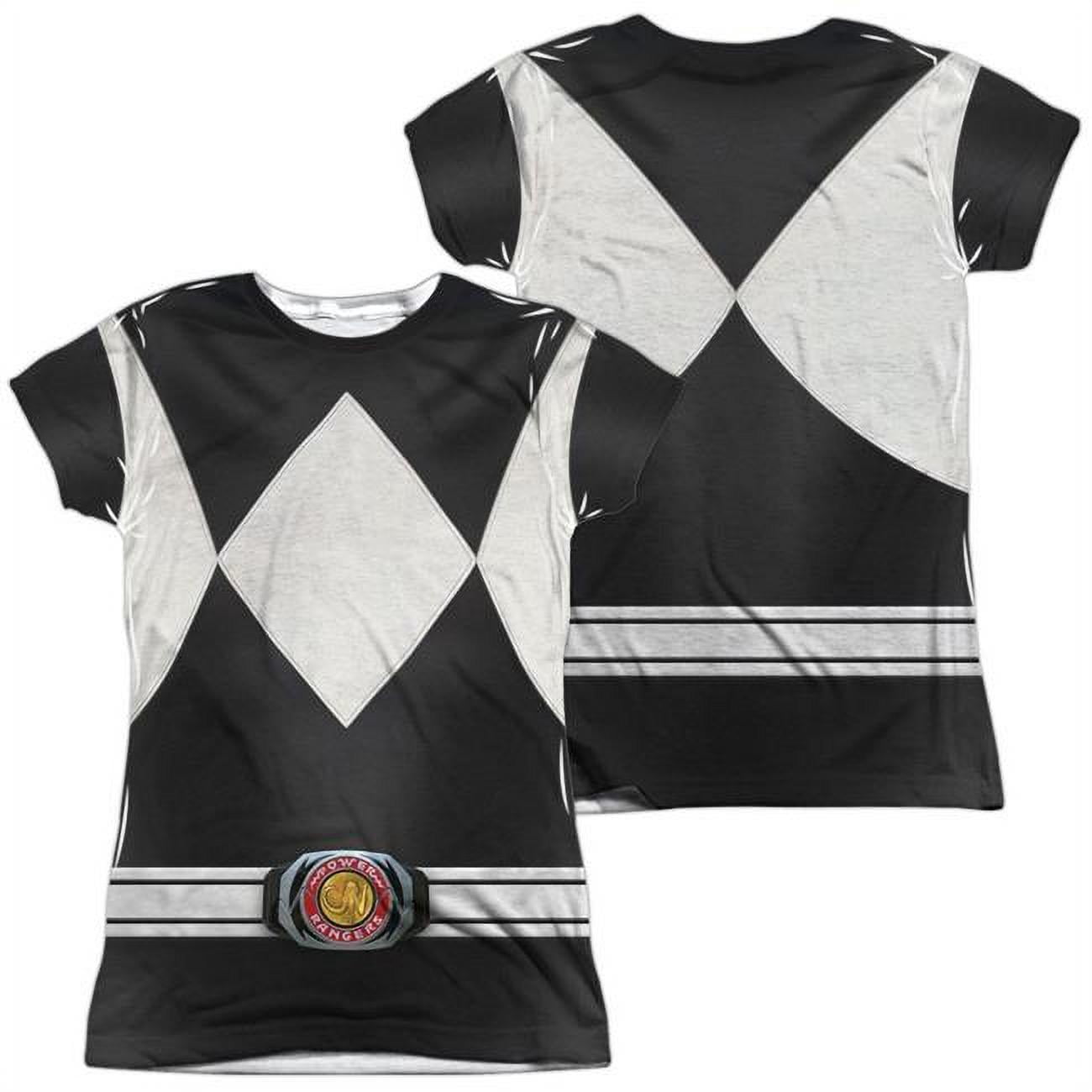 Power Rangers - Black Ranger (Front/Back Print) - Juniors Cap Sleeve ...