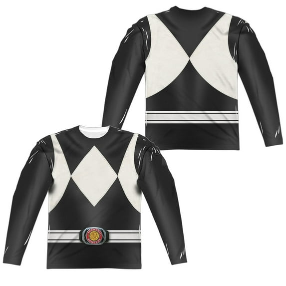 Power Rangers - Black Ranger (Front/Back Print) - Regular Fit Long Sleeve Shirt - Small