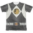 thumbnail image 1 of Power Rangers Men's  Black Ranger Uniform Sublimation T-shirt White, 1 of 2
