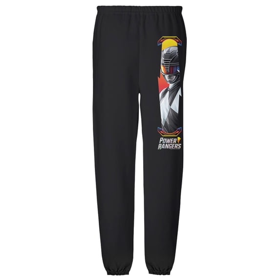Power Rangers Black Ranger and Logo Mens Jogger Sweatpants, Black, 3X-Large