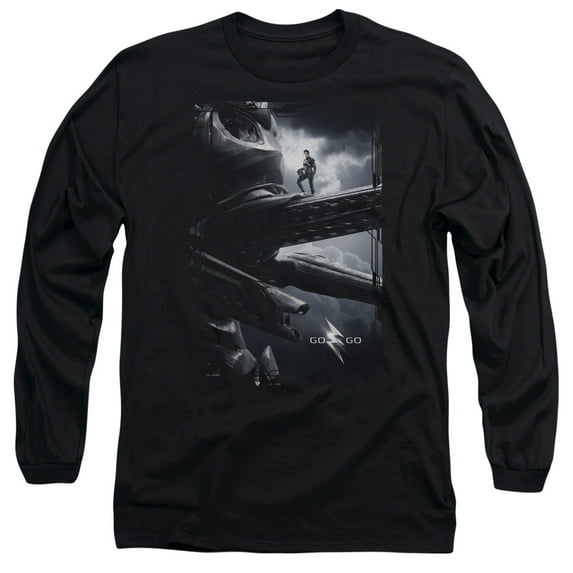 Power Rangers Black Zord Poster Long Sleeve Adult 18/1 T-Shirt Black