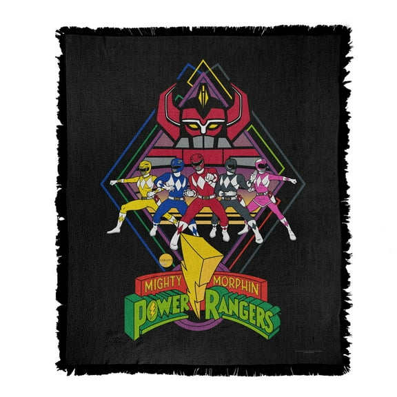 Power Rangers Blanket, 50'x60' Megazord Rangers Woven Tapestry Cotton Blend Fringed Throw