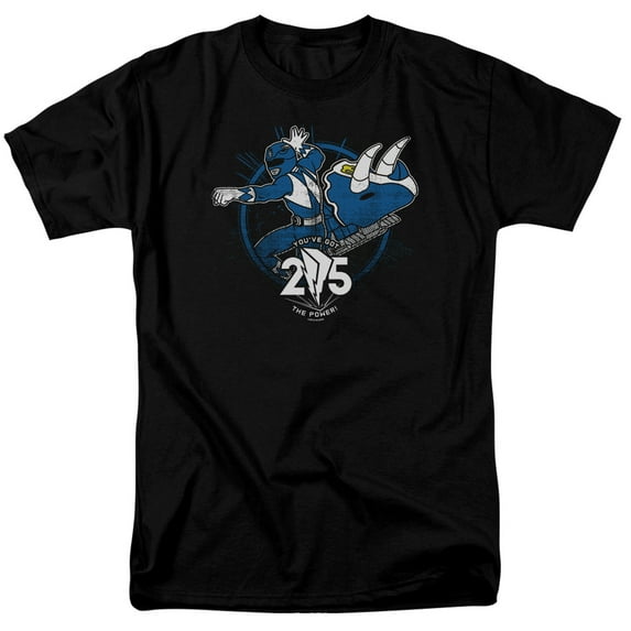 Power Rangers Blue 25 Adult 18/1 T-Shirt Black