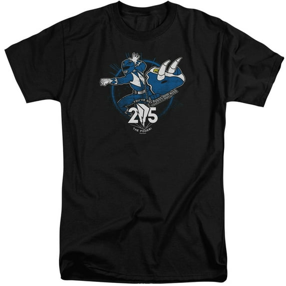 Power Rangers Blue 25 Adult Tall T-Shirt 18/1 T-Shirt Black