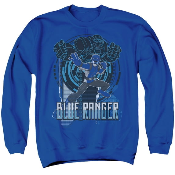 Power Rangers Blue Ranger Adult Crewneck Sweatshirt Royal Blue