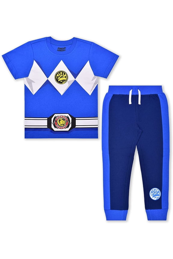 Blue Ranger Boys 2 Piece Roleplay Short Sleeve Jogger Set, 4-7